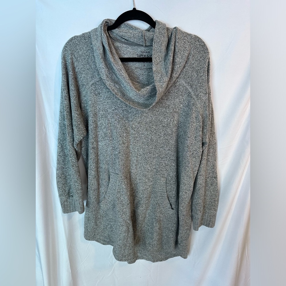 Torrid Super Soft Plush Cowl Neck Gray Sweater Size 2
